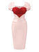 Robe crayon bouffante motif cœur rose pâle années 1960