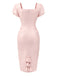 Robe crayon bouffante motif cœur rose pâle années 1960