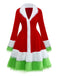 Robe rouge et verte à bordure en fourrure Grinch des années 1940