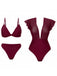 Ensemble bikini et paréo en maille unie années 1960
