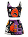 2PCS Pyjama en flanelle noire à motif fantôme d'Halloween des années 1970