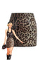 Mini-jupe sequins imprimé léopard marron années 80
