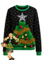 Pull sapin de Noël 3D avec babiole et sparkles des années 1980