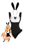 Ensemble body body fille lapin années 1980
