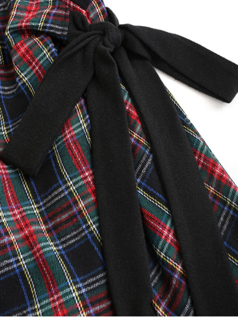 [Grande taille] Robe patchwork noire à carreaux découpés années 40