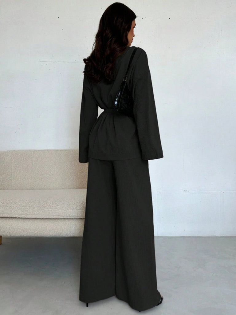 2PCS Ensemble blazer et pantalon lacets style années 1960