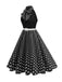 Robe Ceinturée Nœud Papillon Col Pois Années 1950