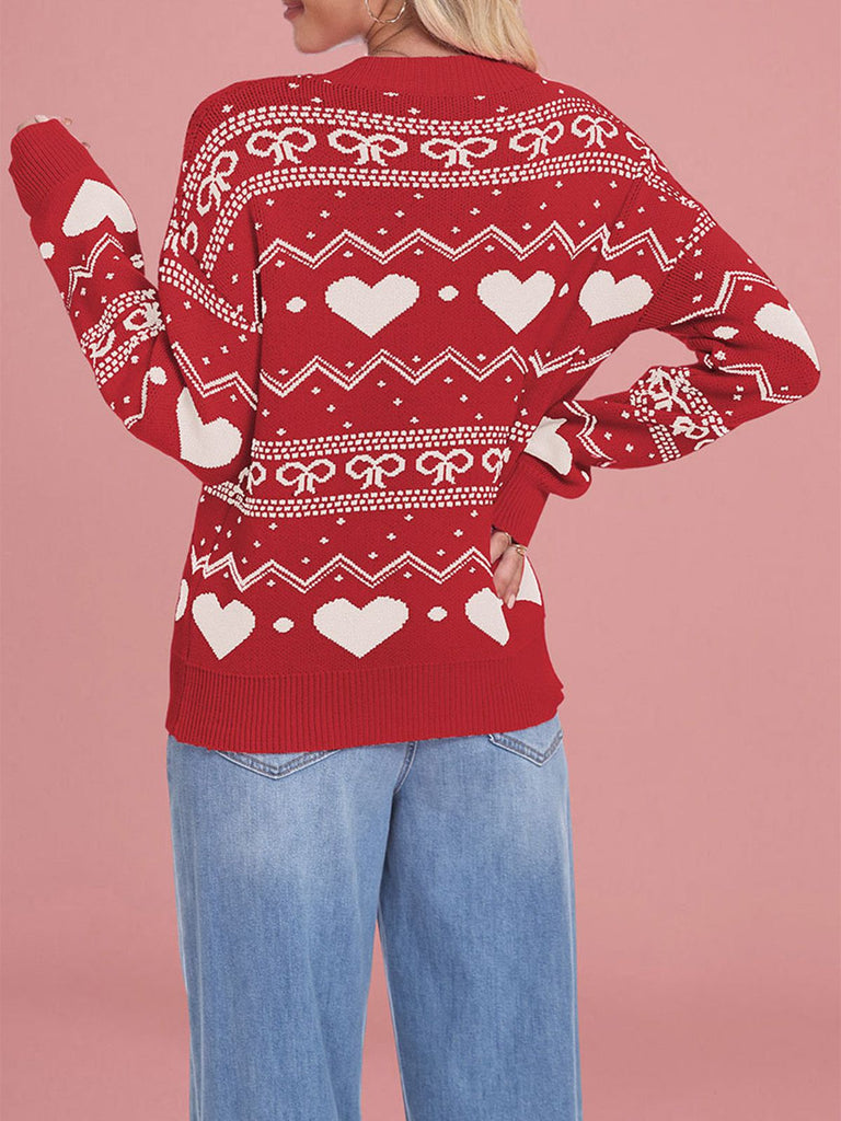Pull de Saint-Valentin à motif cœur des années 1980