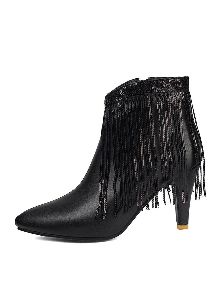 Bottines Chelsea à bout pointu et pompons métalliques