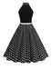 Robe Ceinturée Nœud Papillon Col Pois Années 1950