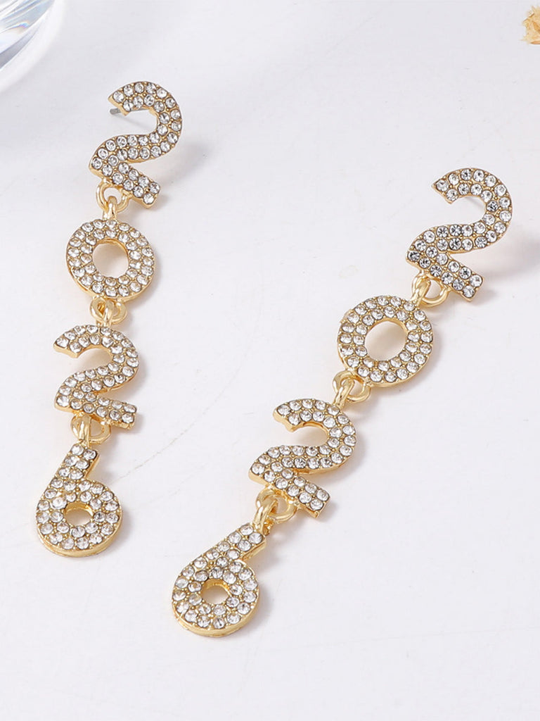 Boucles d'oreilles pendantes strass 2026 colorées pour le Nouvel An