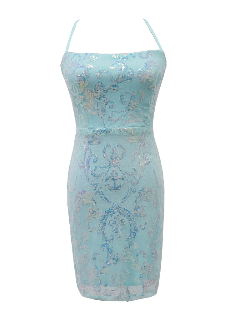 Robe Unie Paillettes Bretelles Épaghetti Dos Nu Années 1920
