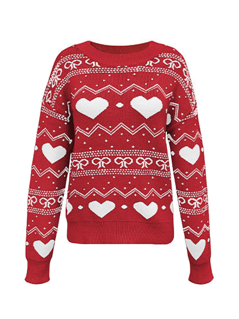 Pull de Saint-Valentin à motif cœur des années 1980