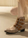 Bottes à bout rond petit talon épais et ajourées