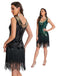 Robe Charleston à paillettes avec ourlet à franges années 1920