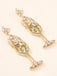 Boucles d'oreilles en forme de verre à champagne perles et pierres précieuses