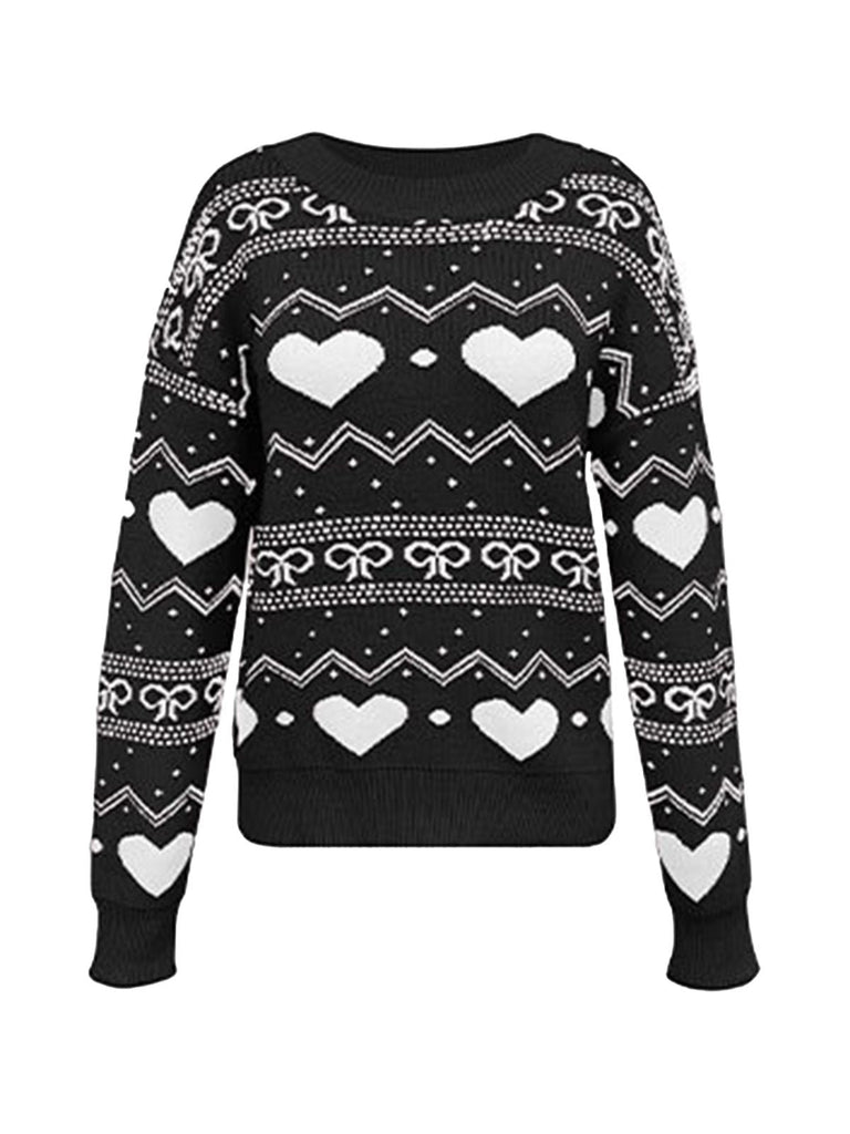 Pull de Saint-Valentin à motif cœur des années 1980