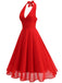 Robe dos nu en maille col V et licou des années 1950