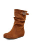 Bottes compensées en daim avec boucle