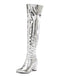 Bottes cuissardes métallisées à talons carrés