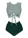 Maillot de bain à rayures à lacets violette des années 1970