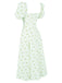 Robe fendue à col carré à petites fleurs des années 1940