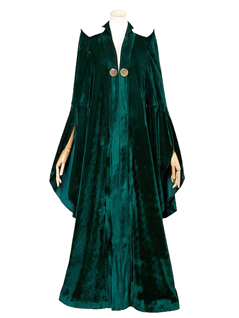 Cape de sorcière verte en velours Halloween années 1970