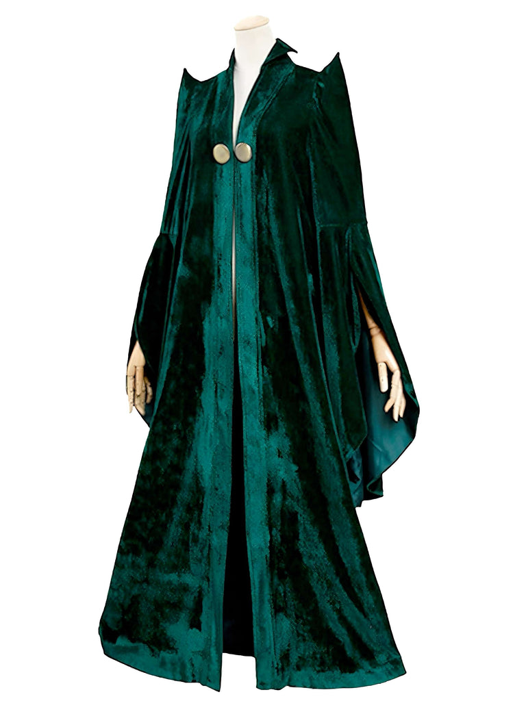 Cape de sorcière verte en velours Halloween années 1970