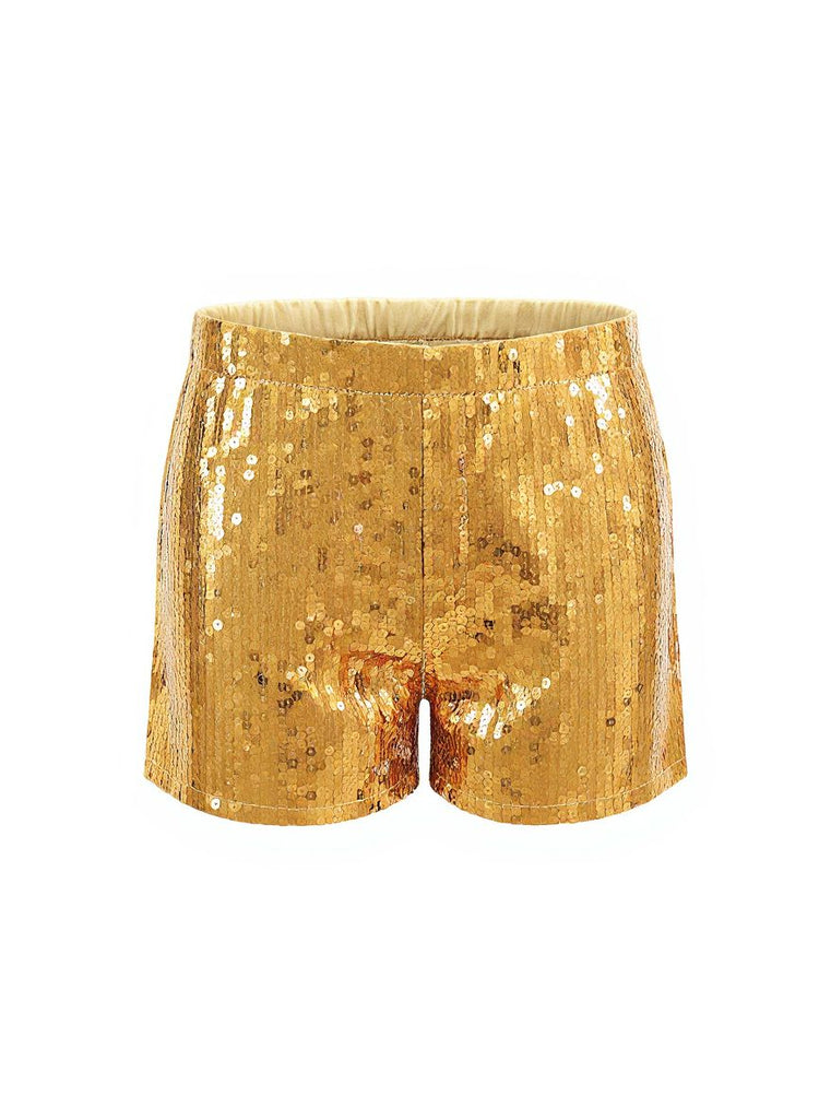 Short disco à paillettes métalliques des années 1970
