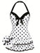Maillot de bain une pièce noir à pois et nœud des années 1940