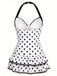 Maillot de bain une pièce noir à pois et nœud des années 1940