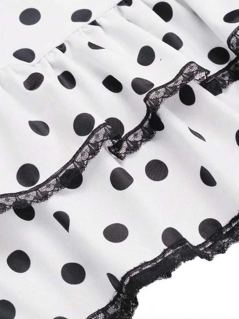 Maillot de bain une pièce noir à pois et nœud des années 1940