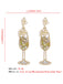 Boucles d'oreilles en forme de verre à champagne perles et pierres précieuses