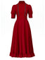 Robe rouge à volants en dentelle X-Prequel perlée des années 1940
