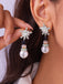 Boucles d'oreilles bonhomme de neige en strass flocons de neige et perles