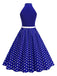 Robe Ceinturée Nœud Papillon Col Pois Années 1950