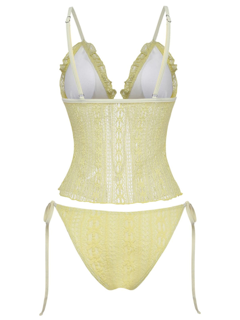 1940s-Lace-Knit-Double-Layer-Fabric-Bikini-Model-Back-View