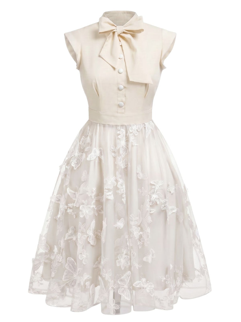 Robe vintage verte à patchwork floral années 1950