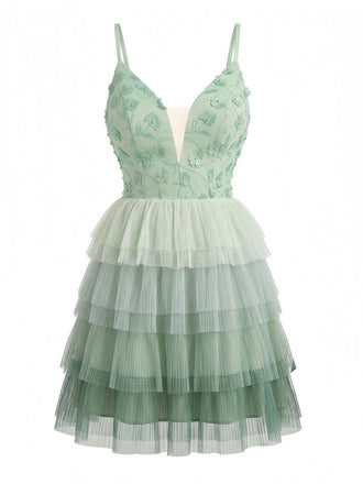 1960s layered tulle cake dress front view with vintage tiered skirt