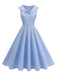 Robe rose sans manches col marin et nœud papillon années 1950