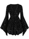 [Grande taille] Robe noire en velours col en V motif étoiles des années 1960