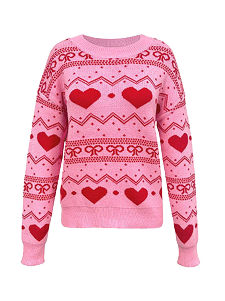 Pull de Saint-Valentin à motif cœur des années 1980