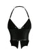 Corset noire gothique à chaîne et cordon croisé années 1980