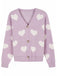 Cardigan en maille à imprimé cœur style Saint-Valentin années 1950