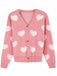 Cardigan en maille à imprimé cœur style Saint-Valentin années 1950