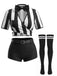 Ensemble de déguisement d’arbitre court à rayures verticales et nœud Années 1970 - 1