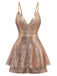 Combishort-culotte à bretelles et col en V à paillettes des années 1960