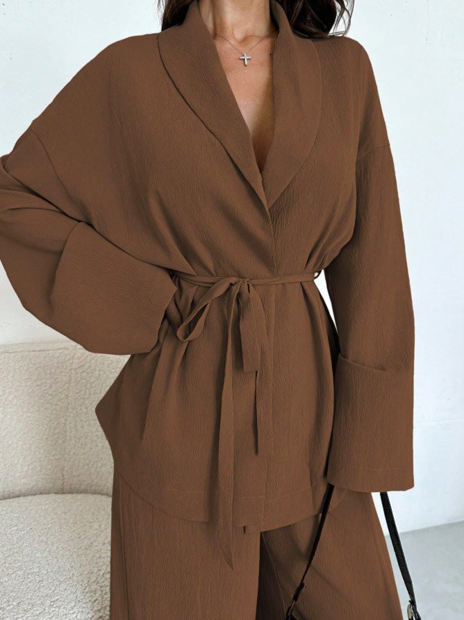 2PCS Ensemble blazer et pantalon lacets style années 1960