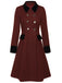 Manteau croisé bleu contrasté à boutons des années 40