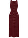 Robe tricotée unie sans manches simple boutonnage années 1960